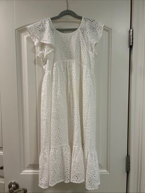 Deux Par Deux White Eyelet Dress Girls Size 10
